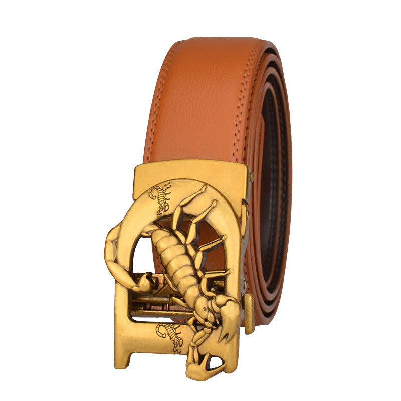 Men's Automatic Leather Bronze Belt