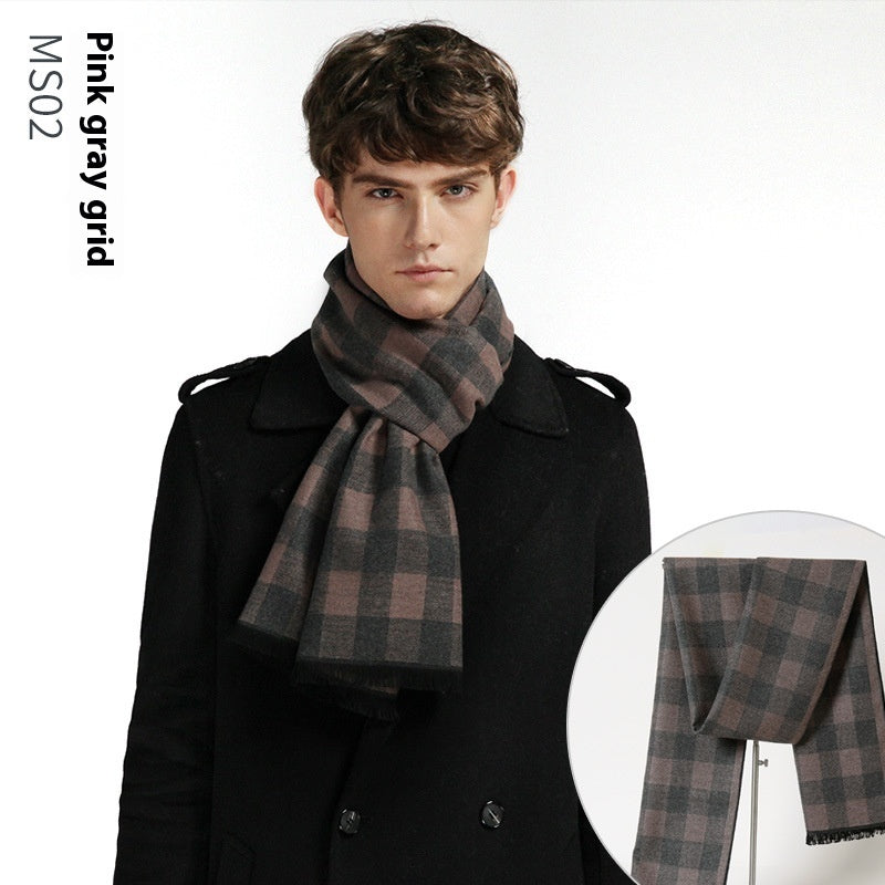 Simple Plaid Artificial Cashmere Warm Scarf