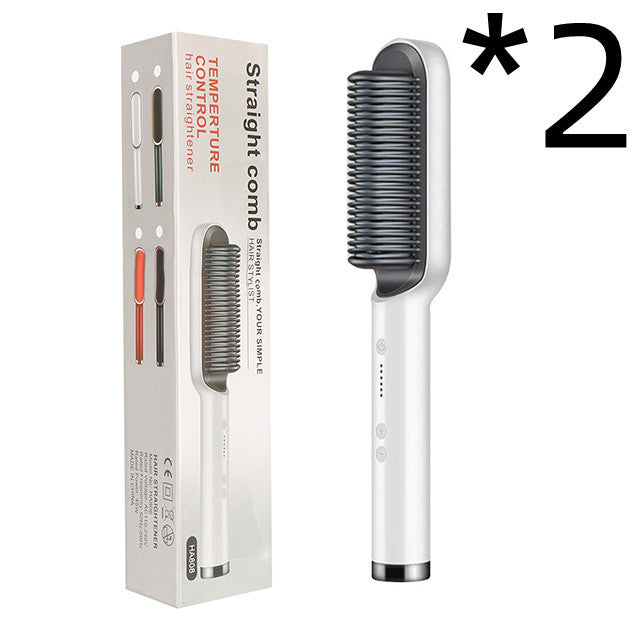 2 In 1 Hair Straightener Hot Comb Curling Brush
