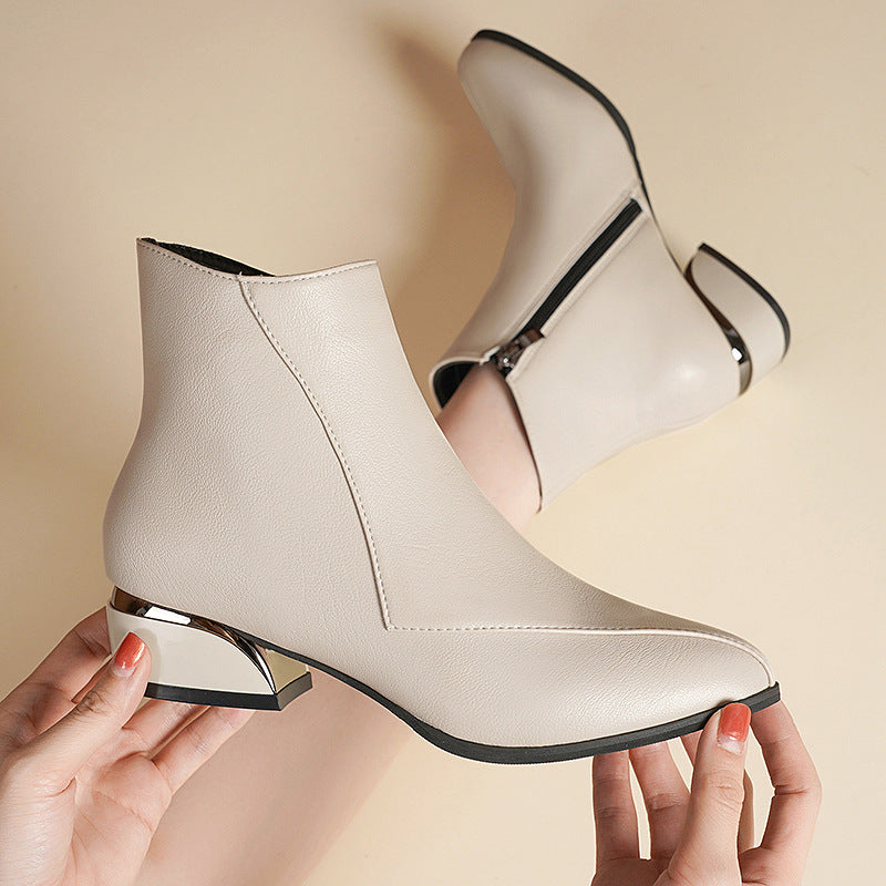 British Style Chunky Heel Martin Boots