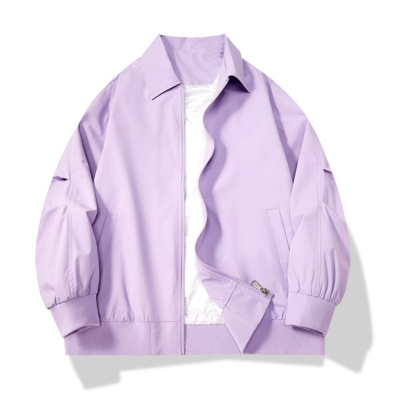 Outdoor Leisure Loose Jacket Teen Trend Japanese Style Workwear Polo Collar Solid Color Coat