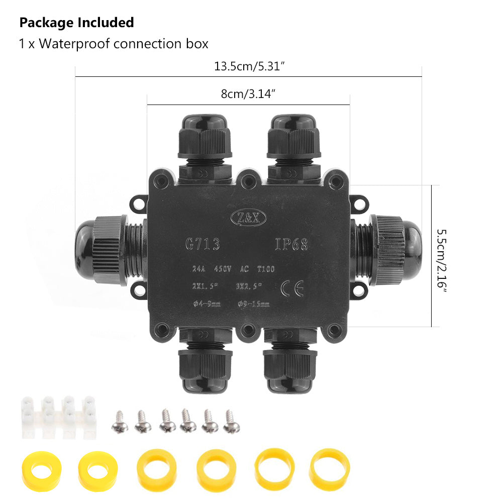 IP68 Waterproof Six-way Outdoor Cable One In Five Out Fountain Light Junction Box