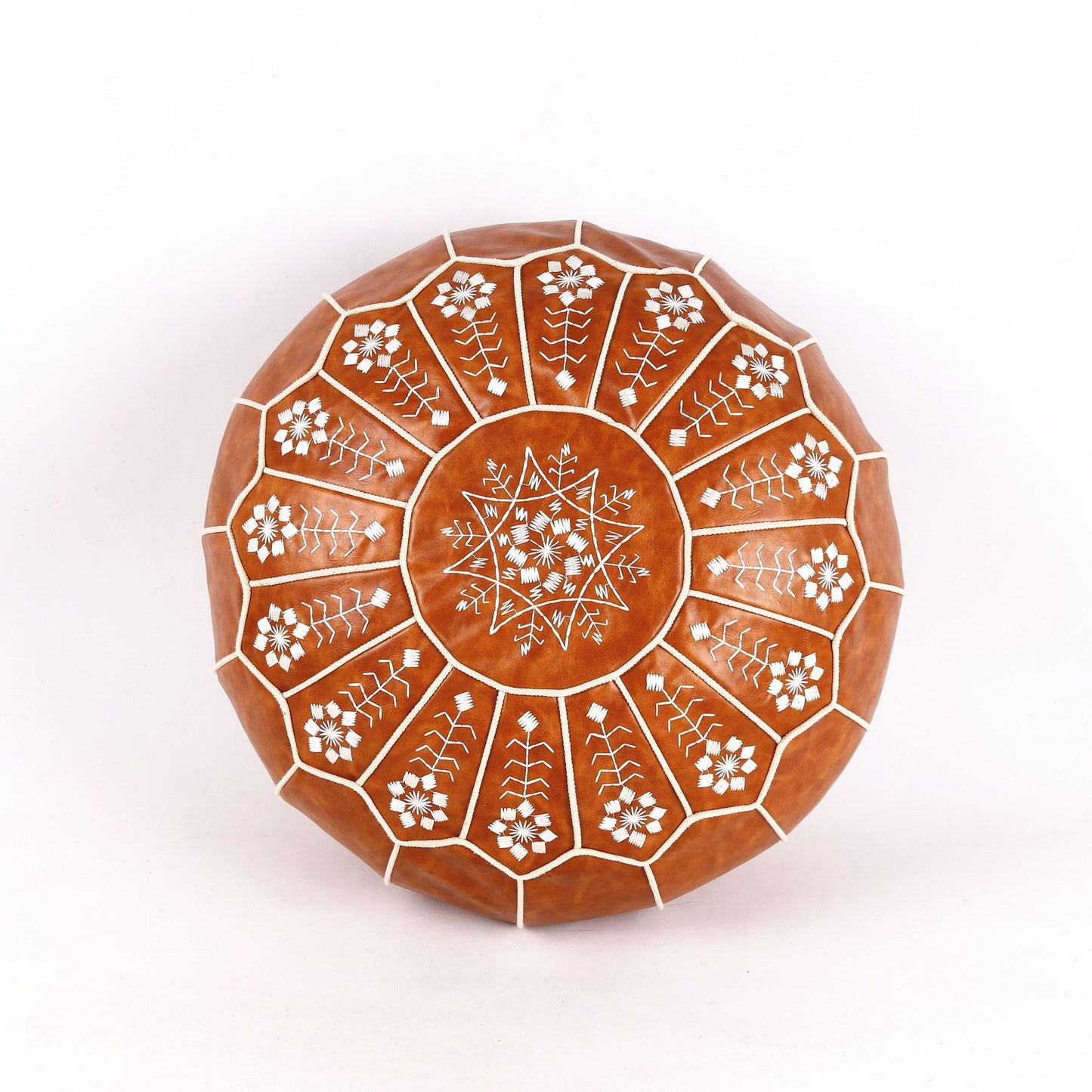 Moroccan Leather Hand-Embroidered Futon