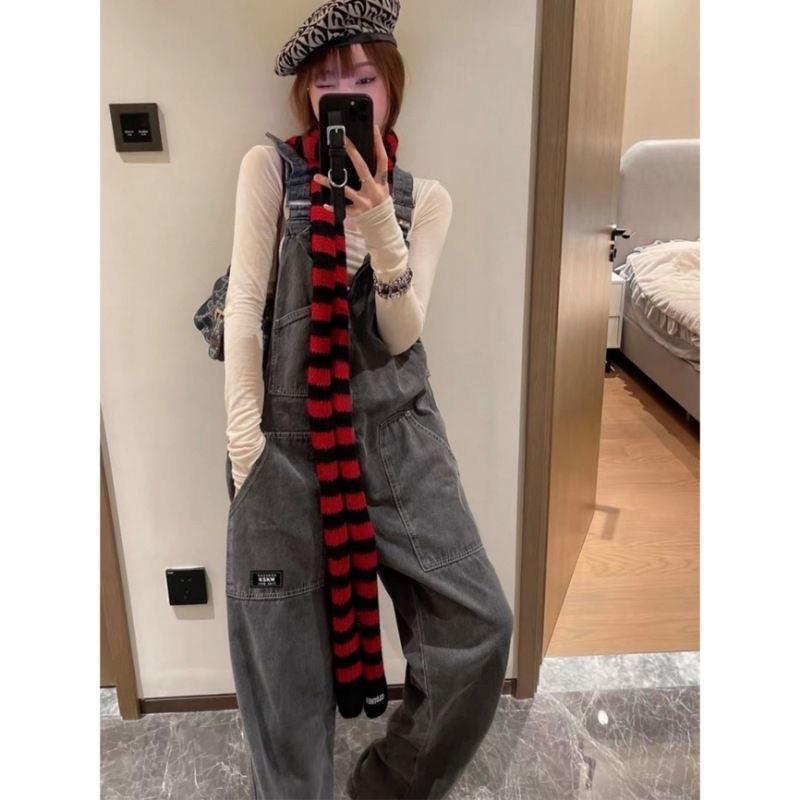 Yabi Style Punk Y2G Black Red Striped Extra Long Wool Scarf