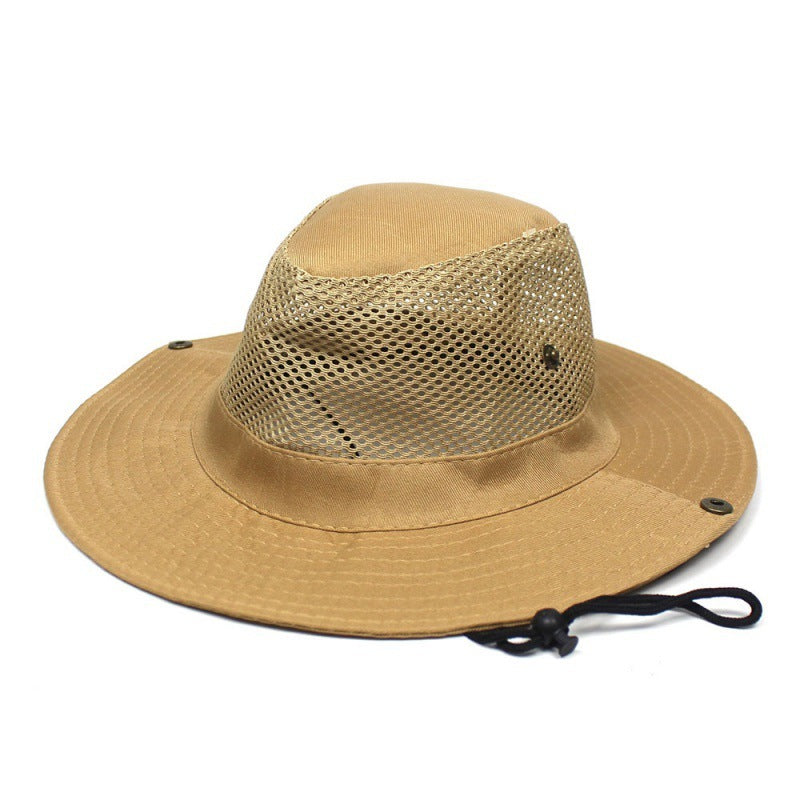 Patchwork Mesh Bucket Hat Sun Protection Foldable