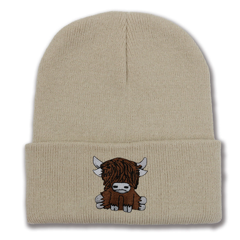 Cartoon Long Hair Yak Knitted Hat Winter Warm Wool