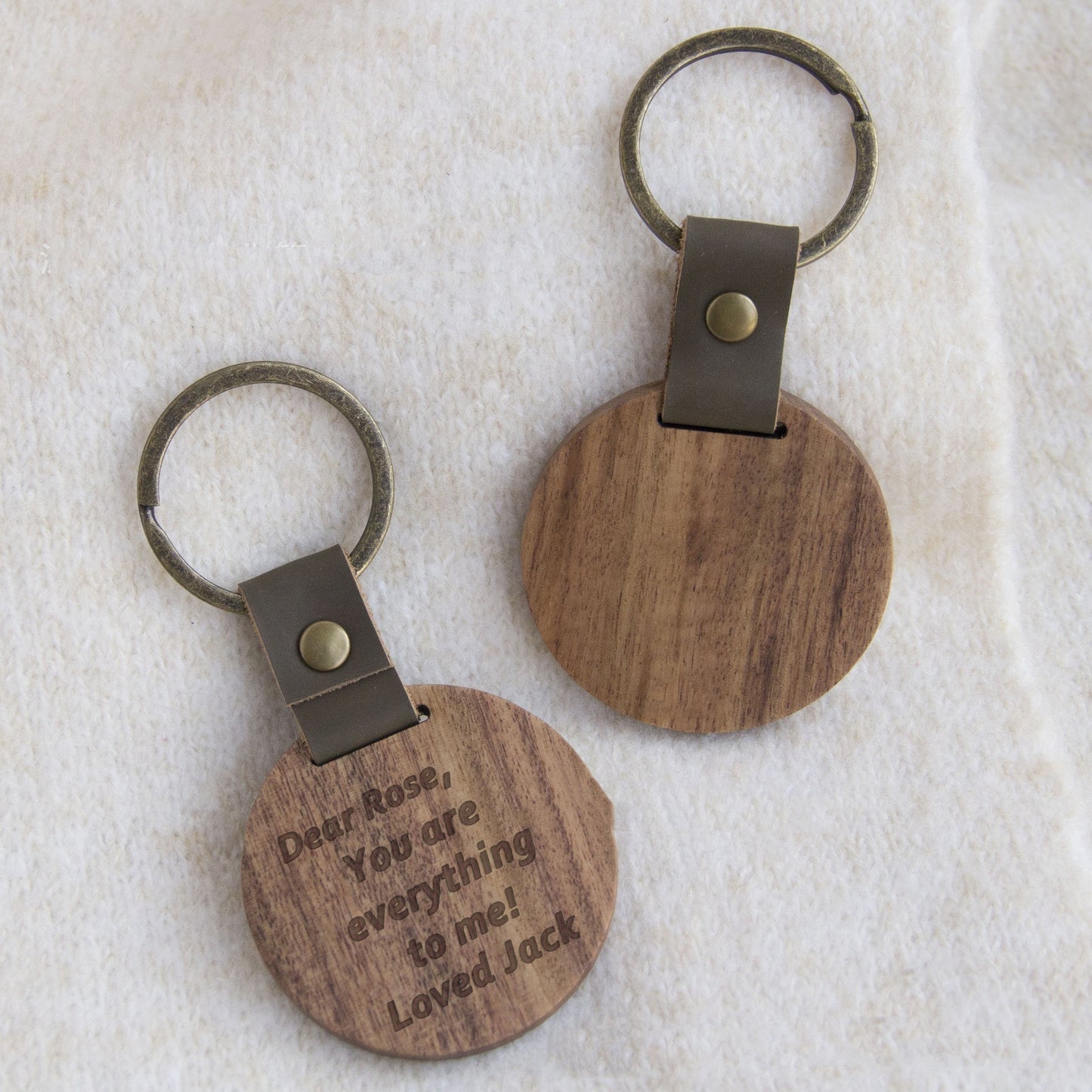 Acacia Wood Keychain with Laser Engraving