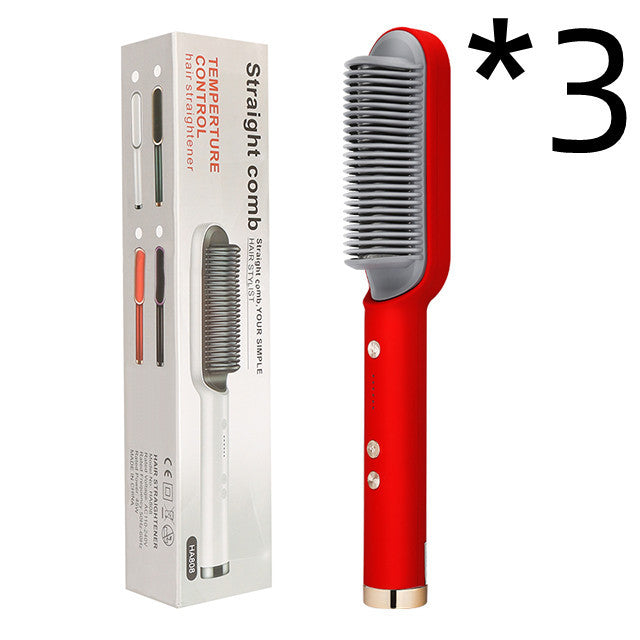 2 In 1 Hair Straightener Hot Comb Curling Brush