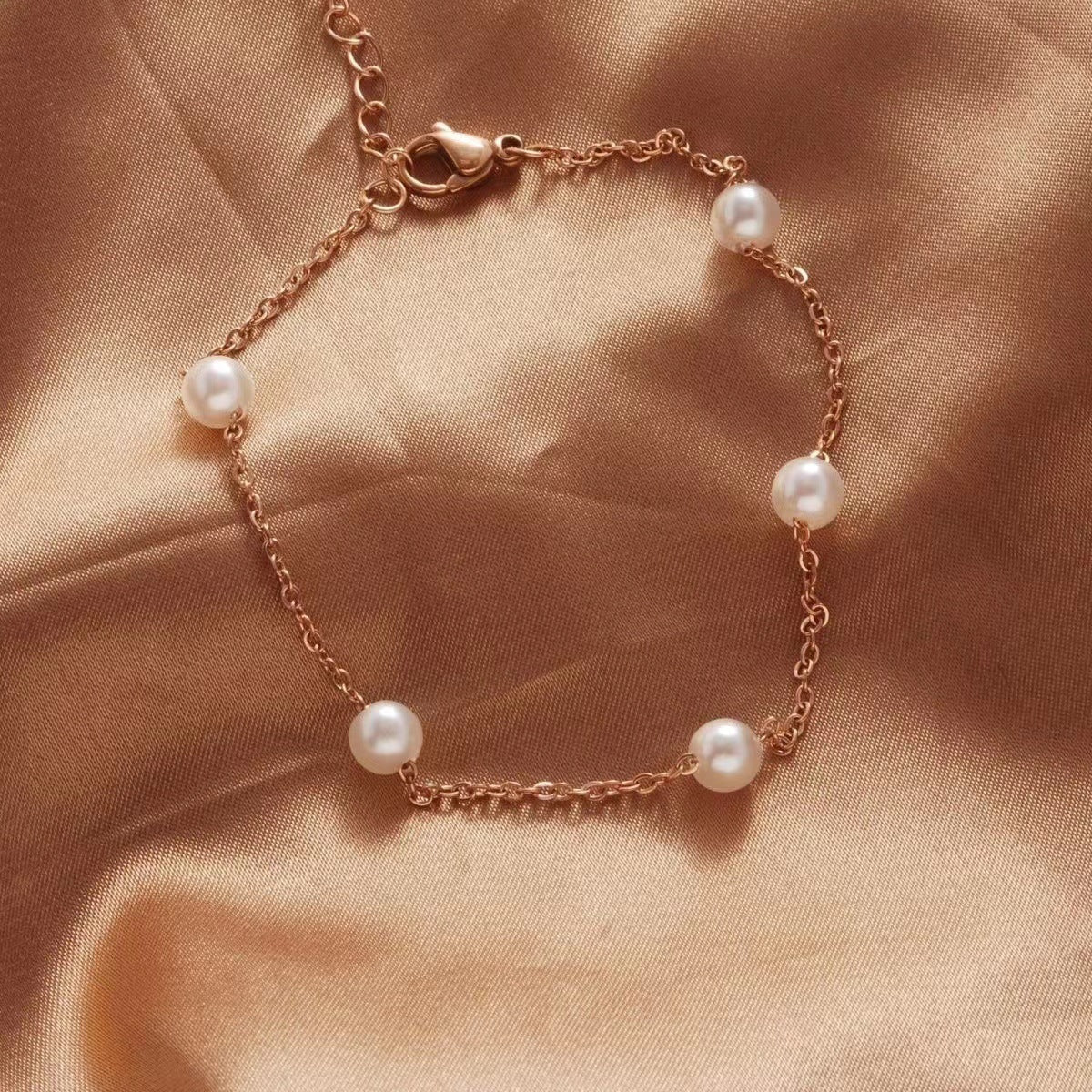 Titanium Steel Pearl Anklet Beach Jewelry