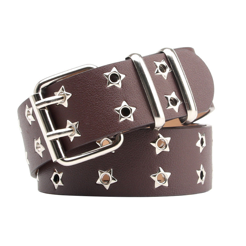 Women's Casual Star Double Row Air Hole Belt
