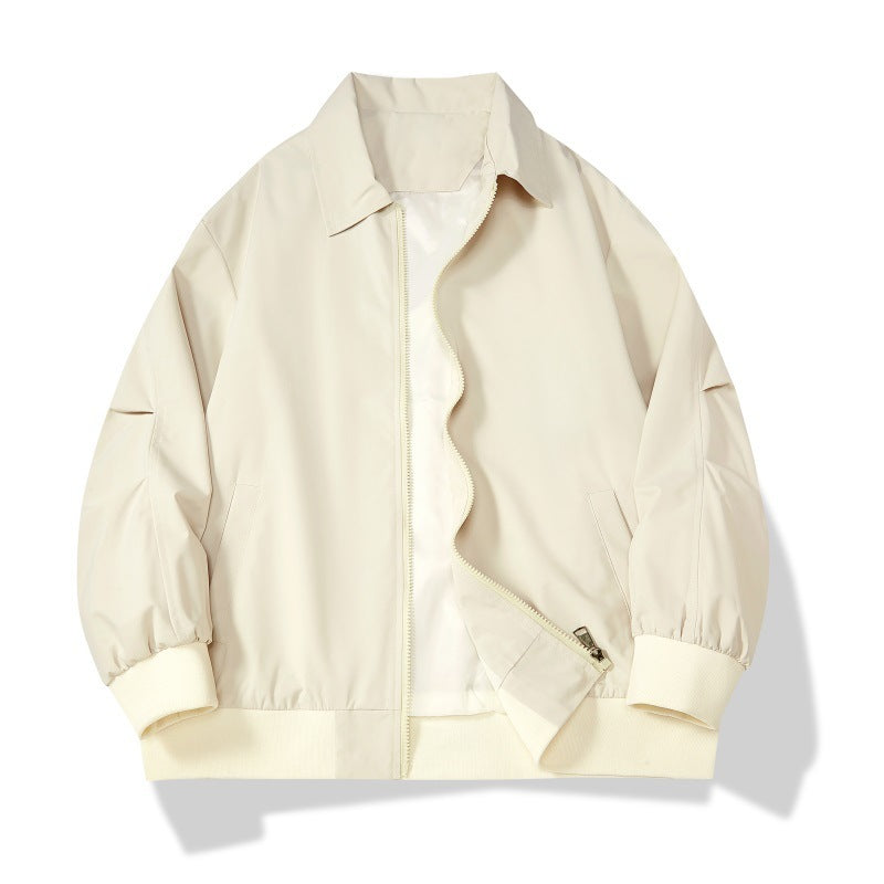 Outdoor Leisure Loose Jacket Teen Trend Japanese Style Workwear Polo Collar Solid Color Coat