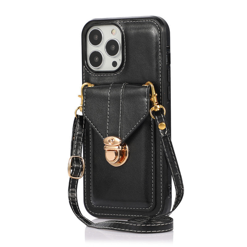 Creative Card Leather Lanyard Phone Case