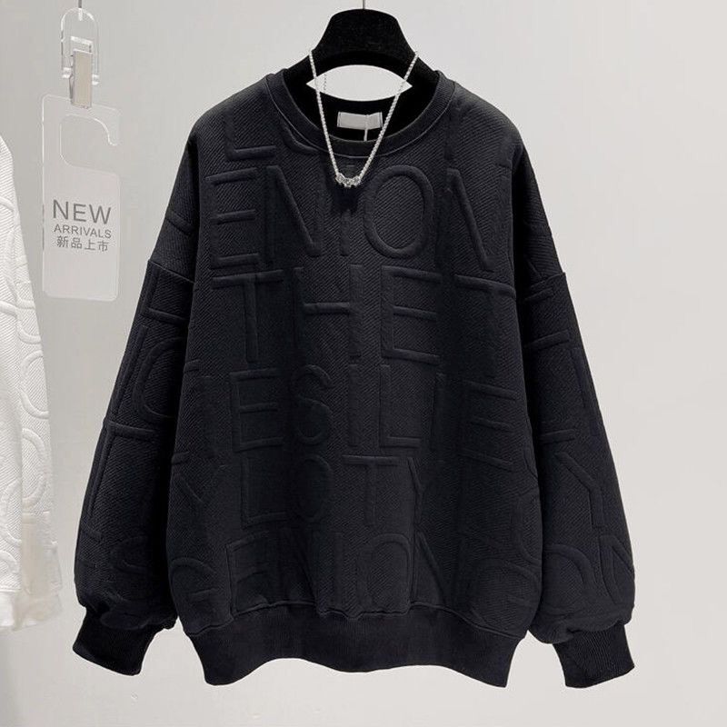 Men's and Women's 3D Letter Loose Long Sleeve Top