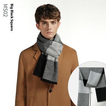 Simple Plaid Artificial Cashmere Warm Scarf