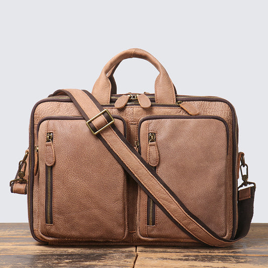 Men's Large Capacity Leather Travel Backpack