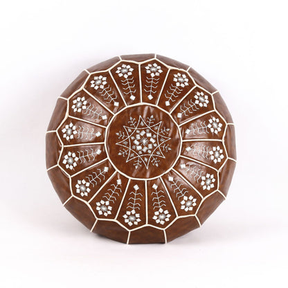 Moroccan Leather Hand-Embroidered Futon