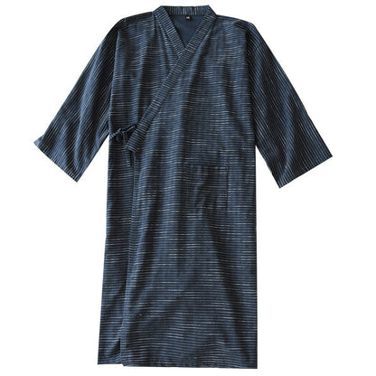 Summer Jacquard Cotton Kimono Thin Bathrobe