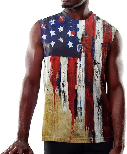 Men's Plus Size Sleeveless 3D Retro Print Vest