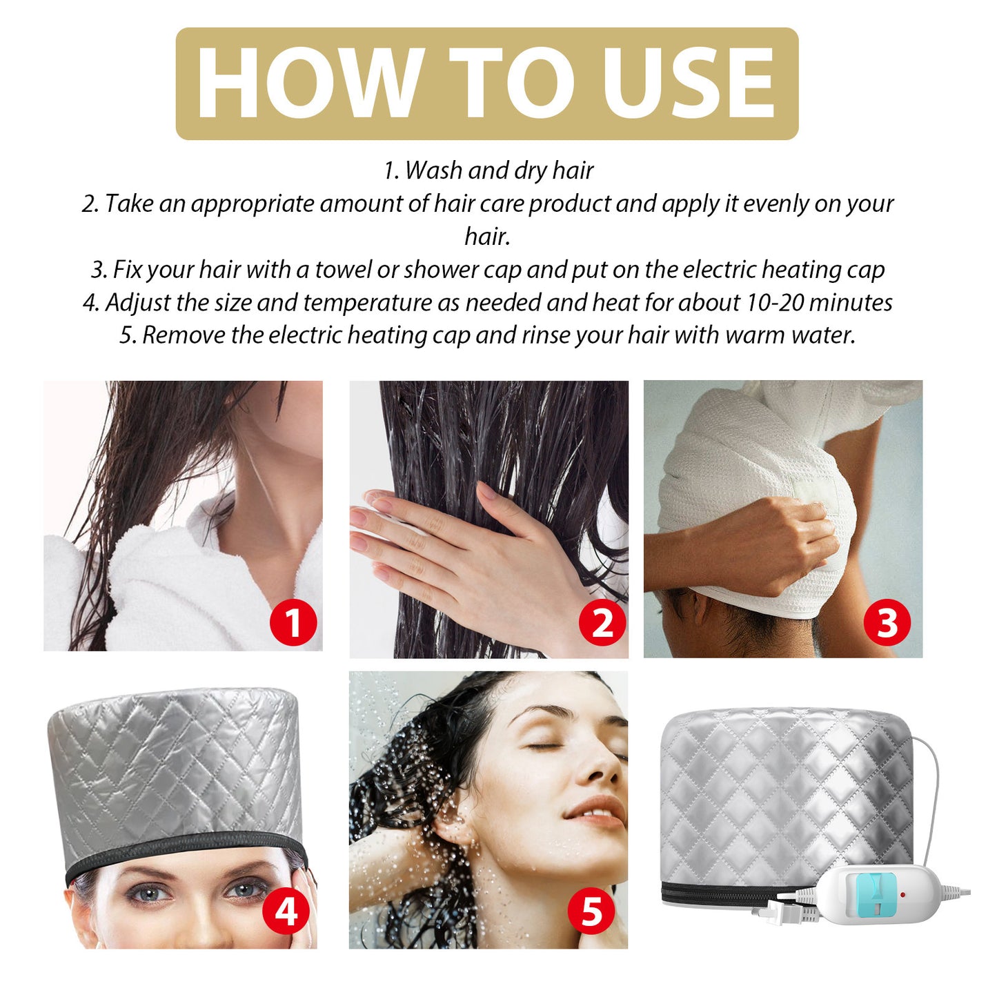 Heating Cap for Hair Repair and Massage Care