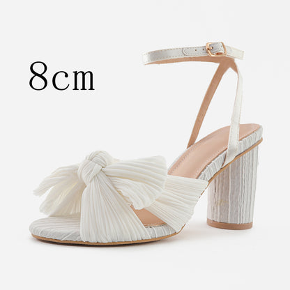 Fashion Sandals Thick Heel Bowknot
