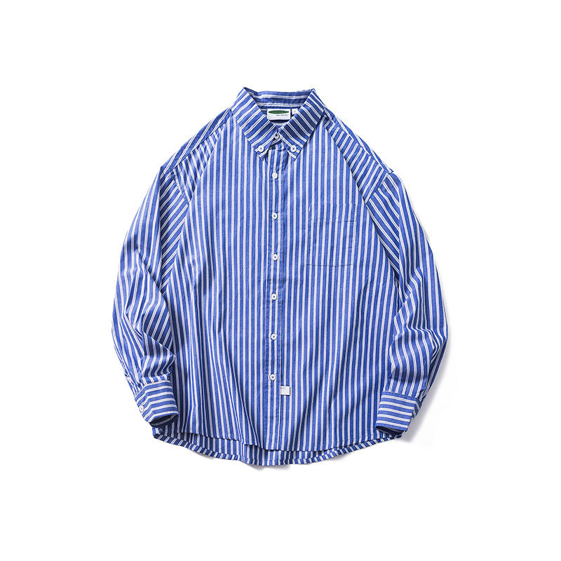Casual Drop Shoulder Striped Long Sleeve Shirt Men