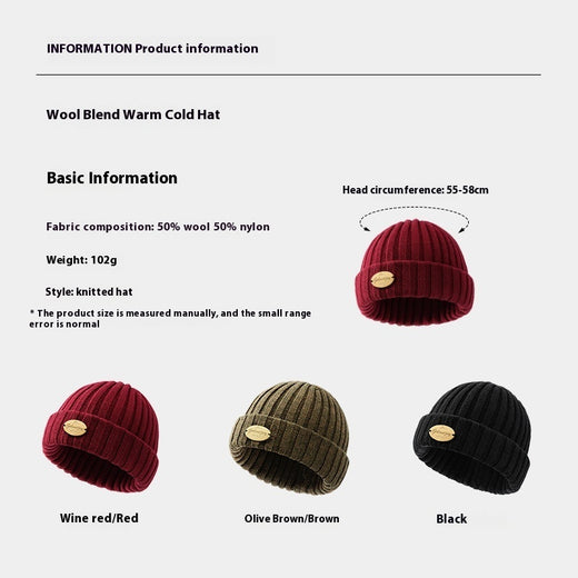 Autumn And Winter Wool Knitted Hat Men's Thick Windproof Warm Hat
