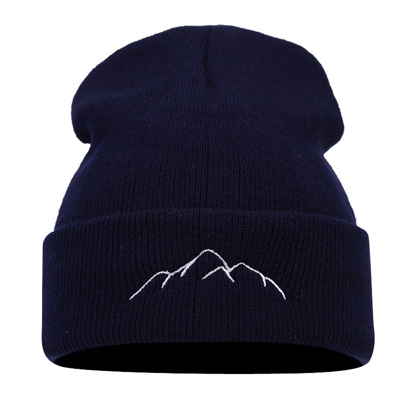 Peak Embroidery Beanie Hat Warm Trendy