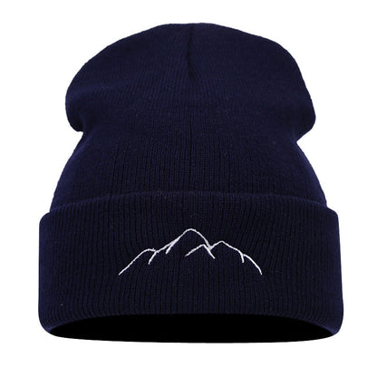 Peak Embroidery Beanie Hat Warm Trendy