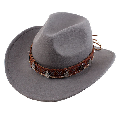 European And American Style Woolen Cowboy Hat Men's Lady Couple Ethnic Style Curling