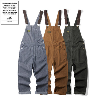 Outdoor Canvas Lumberjack Stripe Bib Pants