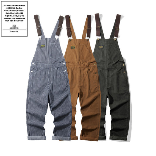 Outdoor Canvas Lumberjack Stripe Bib Pants