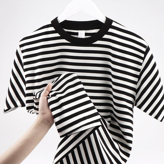 Striped Short Sleeve Men's Versatile Loose T-shirt
