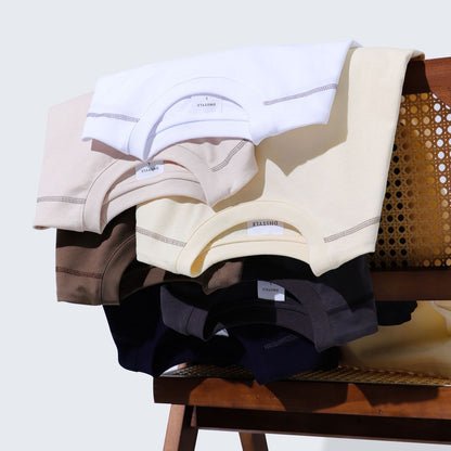 Retro Casual Contrast Color Line T-shirt