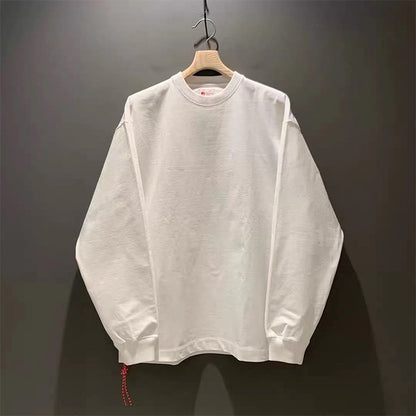 Japanese Red Rope Solid Color Long Sleeve T-shirt Men