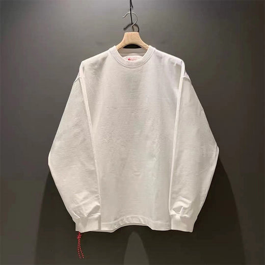 Japanese Red Rope Solid Color Long Sleeve T-shirt Men