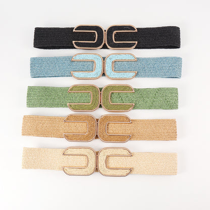 Women's Niche Straw Elastic Waistband