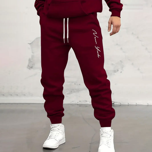 Men's Casual Letter Printed Tapered Sports Trousers