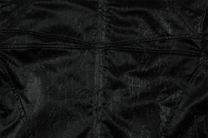 Men's Split Splicing Solid Color Loose Standing Collar Leather Jacket