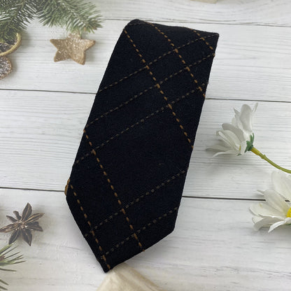 Autumn Winter British Style Knitted Cotton Linen Striped Tie