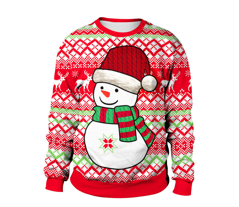 Ugly Christmas Sweater, Santa Elf Print, Pullover