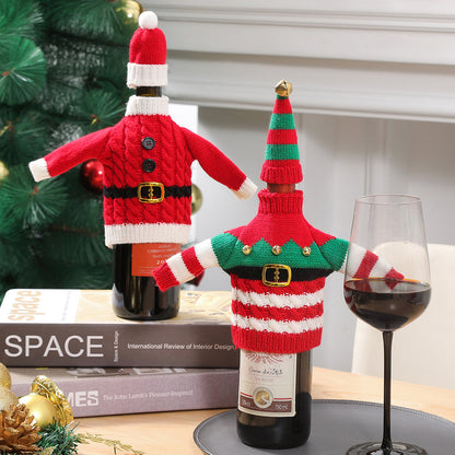 Christmas Knitted Wine Bottle Cover Decoration
