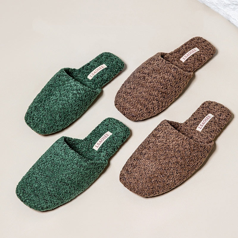Autumn And Winter Fleece-lined Thermal Cotton Slippers Women's Indoor Home Non-slip