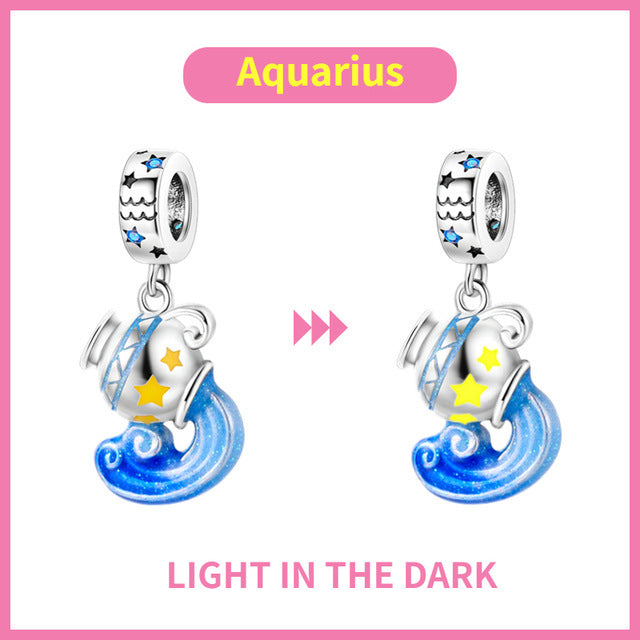 S925 Colorful Luminous Constellation Pendant