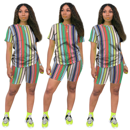 Printed Sports Casual Pants Suit Two-piece Set