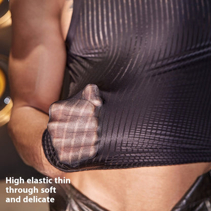 New Men's Cross-strap Striped Thin Transparent Elastic Vest