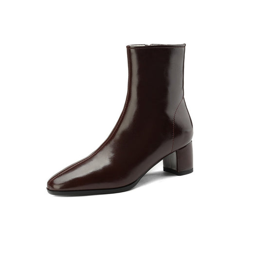 Women's Short Boots, Chunky Mid-heel, Thick Fur Snow Boots, Cotton Boots