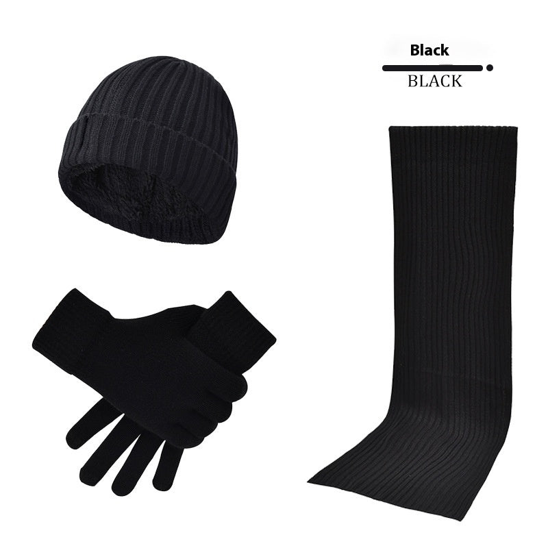 Men's Women's Knitted Wool Hat Scarf Gloves Set