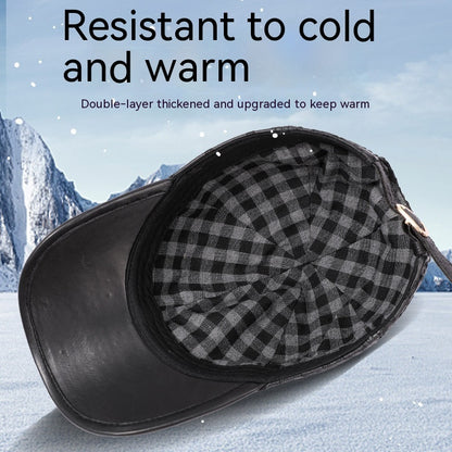 Full-grain Sheepskin Korean Style Plaid Hat Men