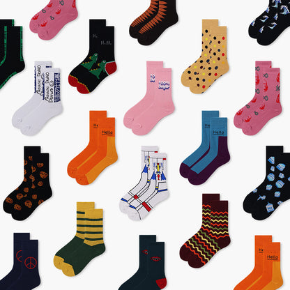 Creative Minimalist Printed Casual Mid Length Socks