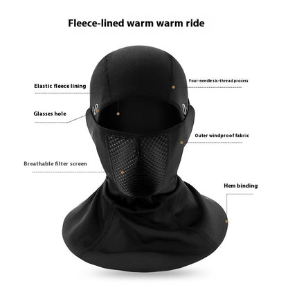 Outdoor Cycling Fleece-lined Windproof Helmet Cap